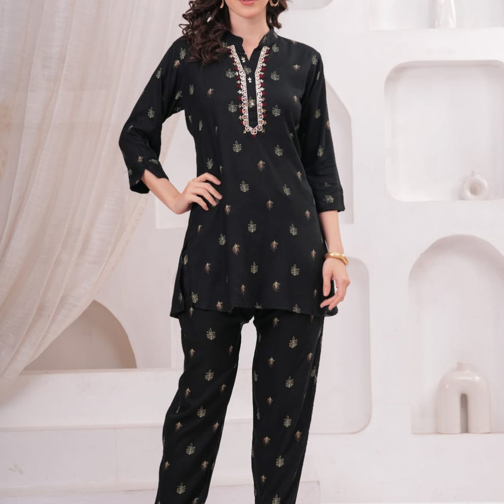 BLACK EMBROIDERED — Black Kurta Set