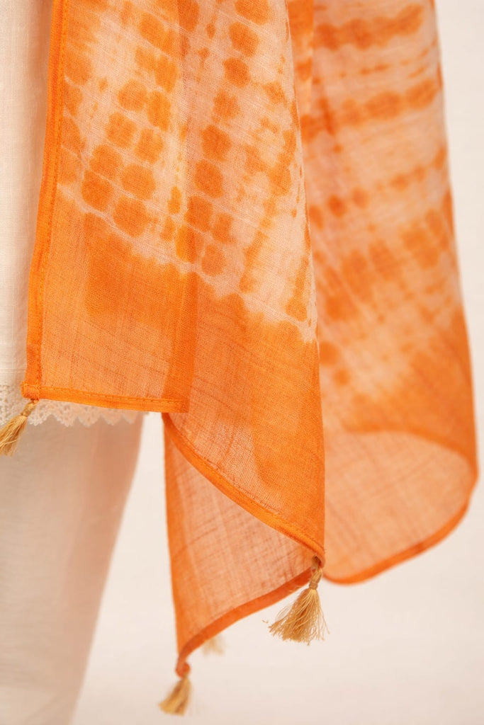 IVORY FLORAL WITH ORANGE — Kurta Set With Dupatta
