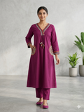 Elegant Beige Embroidered Sleeveless Kurta with Matching Trousers