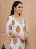 White Mustard Floral Kurta Set with Dupatta — Elegant Ethnic Charm