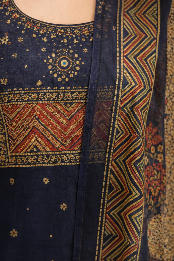 BLACK PRINTED FESTIVE — Kurta Set With Dupatta