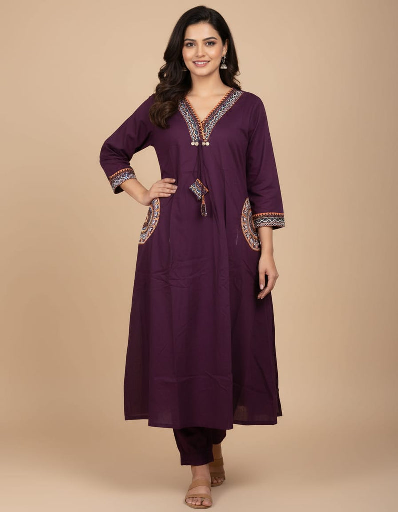 DEEP PLUM EMBELLISHED — Kurta Set