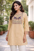 Beige Embroidered Short Kurti for Women