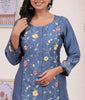 BLUE FLORAL EMBROIDERED — Blue Kurta Set