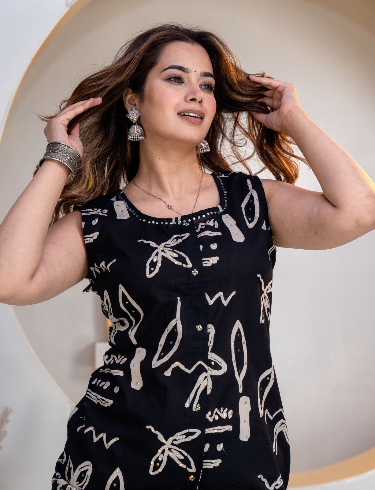 Elegant Black Printed Co-ord Set - Dora & Masters