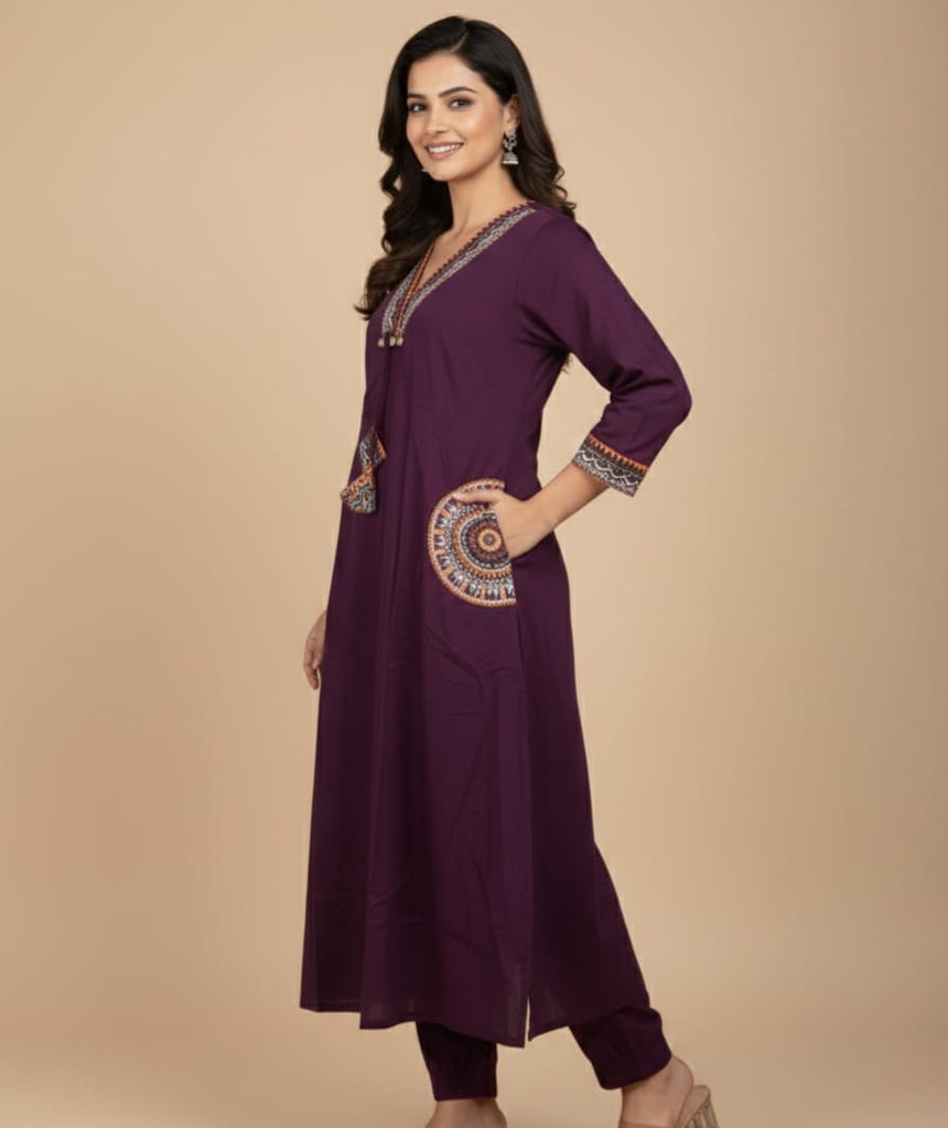 DEEP PLUM EMBELLISHED — Kurta Set