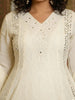 Ivory Embroidered Anarkali Kurta with Flared Sleeves