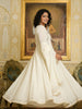 Ivory Embroidered Anarkali Kurta with Flared Sleeves