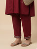 Maroon Embroidered Yoke Kurta Set with Pants