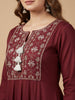 Maroon Embroidered Yoke Kurta Set with Pants