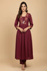 Maroon Embroidered Yoke Kurta Set with Pants