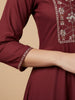 Maroon Embroidered Yoke Kurta Set with Pants