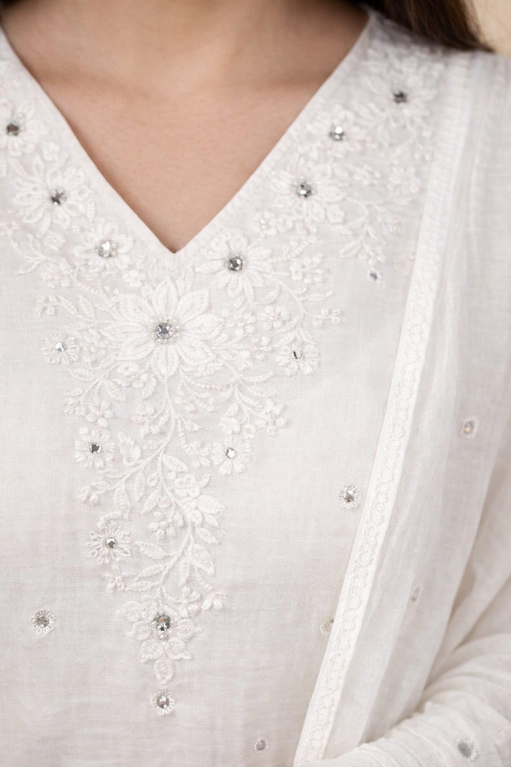 Off-White Embroidered Kurta Set with Dupatta – Dora & Masters - Dora & Masters
