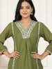 Olive Green Embroidered Kurta Set with Pants