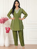 Olive Green Embroidered Kurta Set with Pants