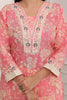 Pink Kurta Pant Set with Floral Work and Dupatta