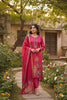 Pink Kurta Pant Set with Floral Work and Dupatta