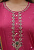 Pink Kurta Pant Set with Floral Work and Dupatta