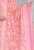 Pink Kurta Pant Set with Floral Work and Dupatta