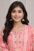 Pink Kurta Pant Set with Floral Work and Dupatta