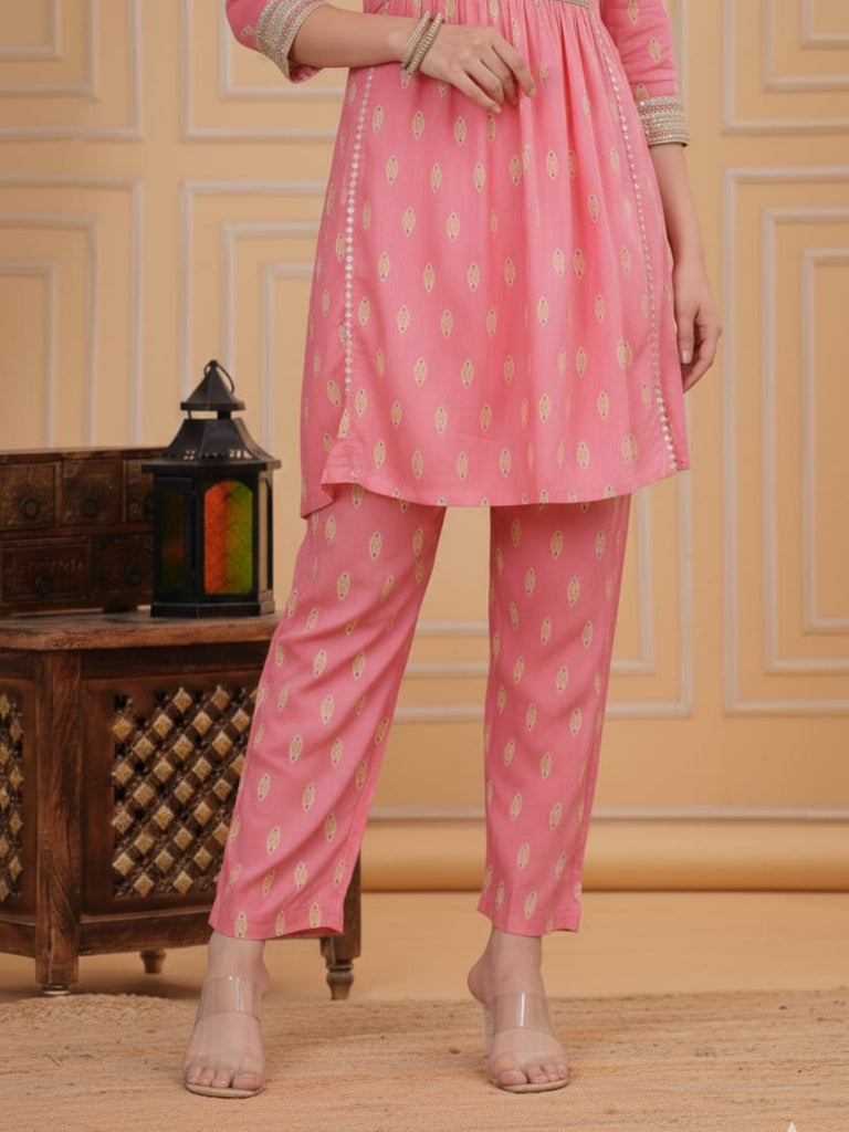PINK PRINTED — Pink Printed Kurta Set