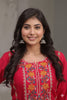 Red Kurta Pant Set with Floral Work