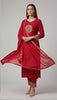 ROYAL RED FESTIVE — Kurta Set With Dupatta