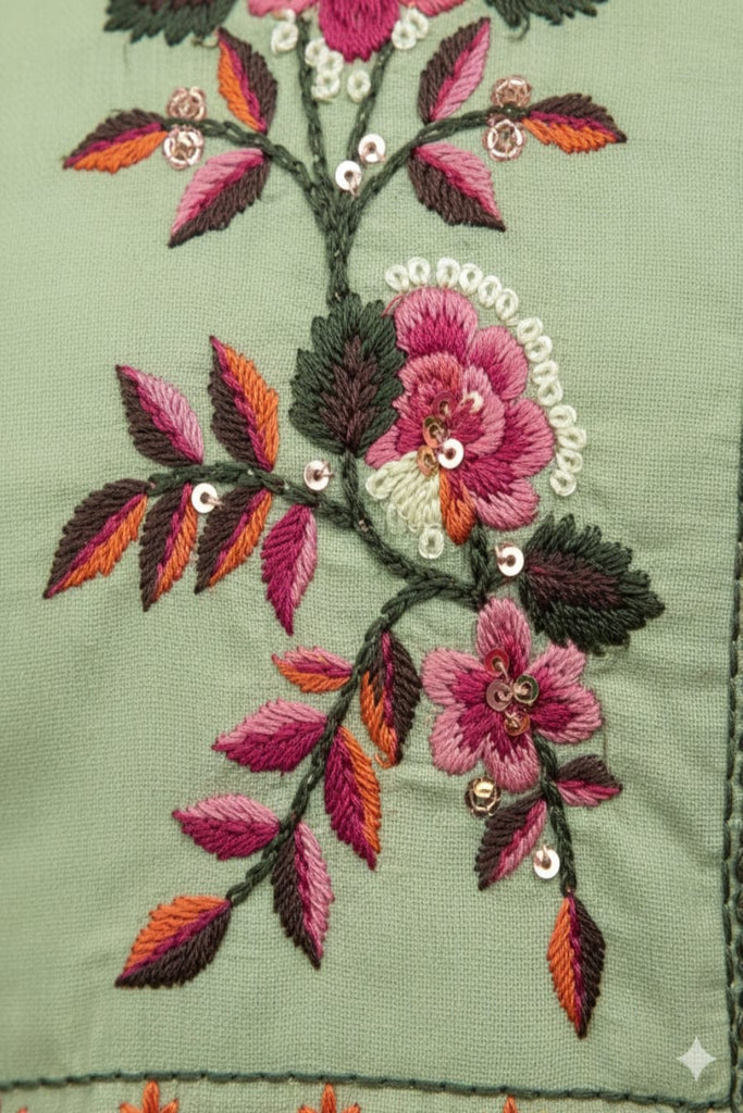 SAGE GREEN EMBROIDERED — Kurta Set