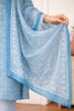 Sky Blue Kurta Pant Set with Floral Work and Dupatta
