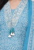 Sky Blue Kurta Pant Set with Floral Work and Dupatta