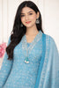 Sky Blue Kurta Pant Set with Floral Work and Dupatta