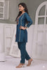 Teal Blue Embroidered Kurta Pant Set
