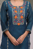 Teal Blue Embroidered Kurta Pant Set