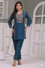 Teal Blue Embroidered Kurta Pant Set