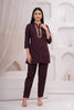 WINE EMBROIDERED — Wine Embroidered Kurta Set