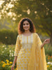 YELLOW FLORAL — Yellow Printed Kurta Set with Dupatta